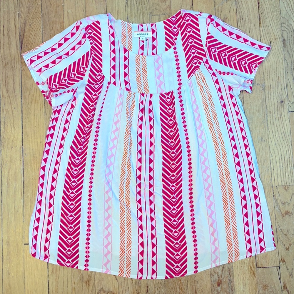 Hot pink Aztec top